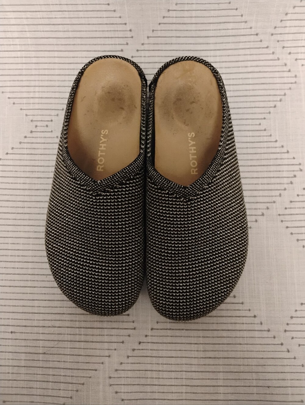 Rothys The Casual Clog Metallic Iridescent Shimmer Knit Women's Size 9 Slip On